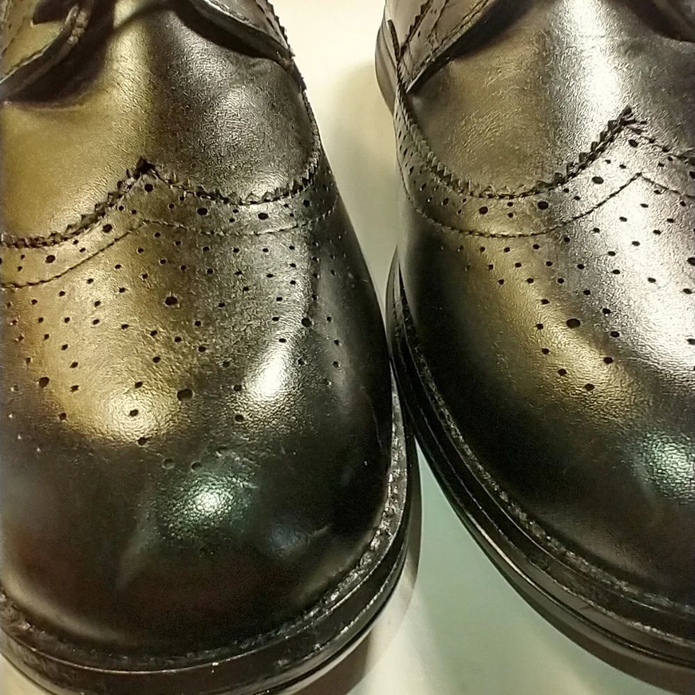 Kuru Warhol Black Leather Lace Up Wingtip Oxford Shoes Men's sz 13.
